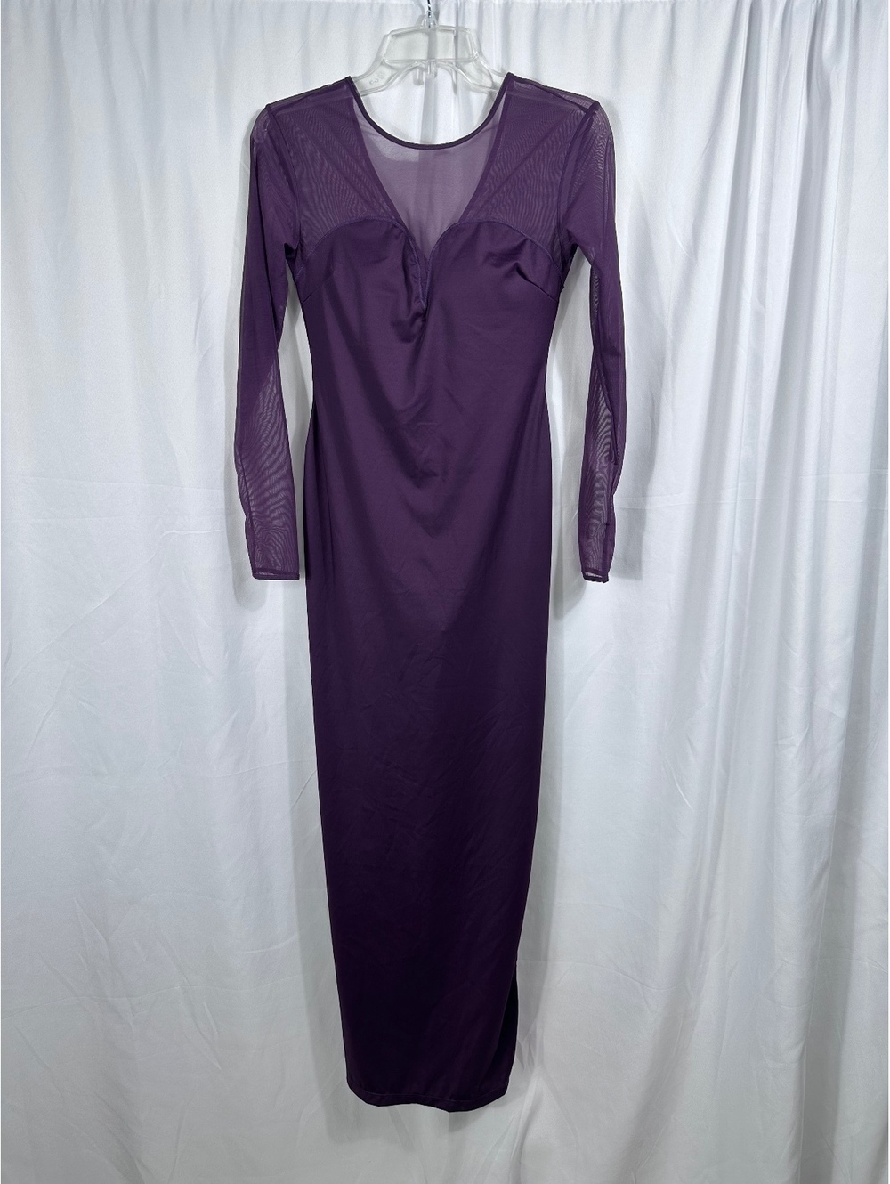 Poplush Purple Mesh Long Sleeve Maxi Dress Size Small